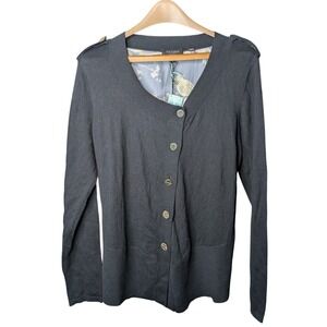 Ted Baker Birdie‎ Branch Alica Cardigan Black Cashmere Blend Bird Print NWT Sz 4
